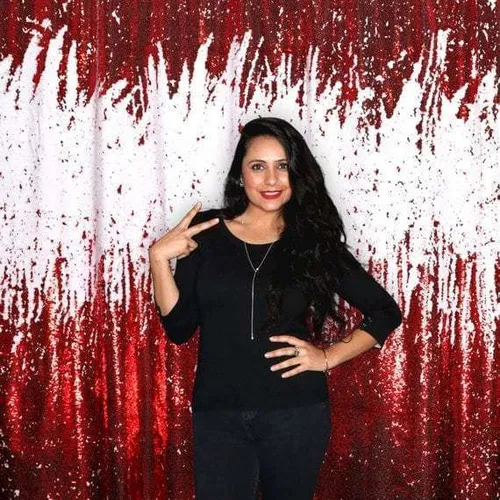 Pallíettur - litlar rauðar/hvítar