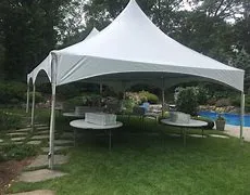 Package Deal - 20' x 30' High Peak Frame Tent, 6 5ft Round Tables, and 48 Chairs