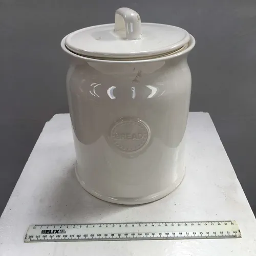 Round White Ceramic Bread Bin 2
