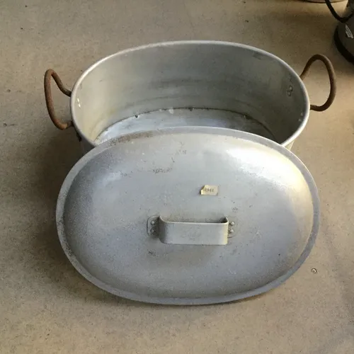 Large oval double handled pan with lid