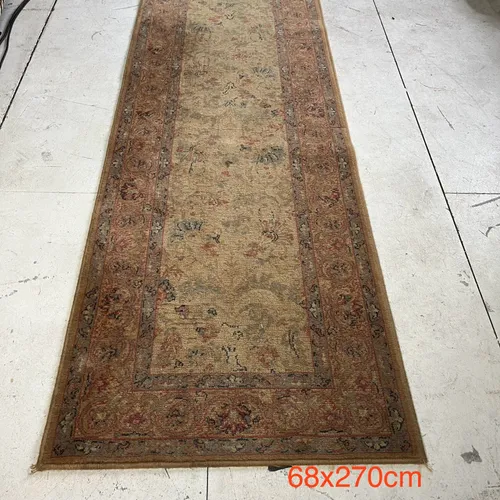 Faded Brown/Cream Persian-Style Carpet Runner