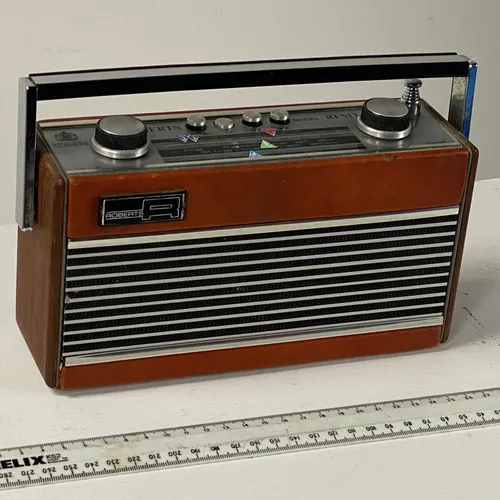 Period Roberts RIC2 radio with wood panel sides