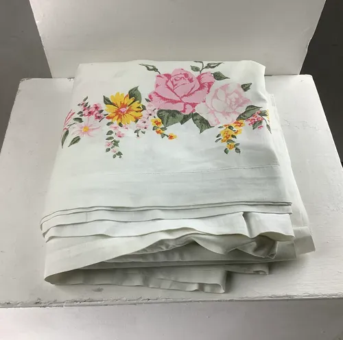Rose floral white fabric 