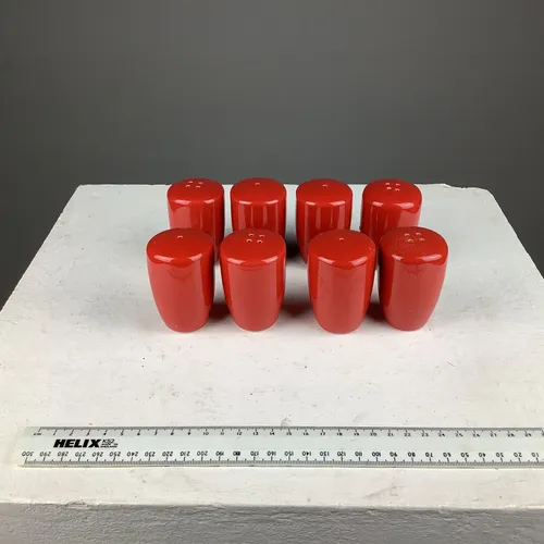Pair of Red ceramic salt and pepper pots shakers