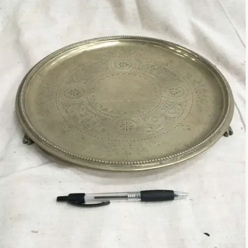 Pewter Platter with engraved details and words (