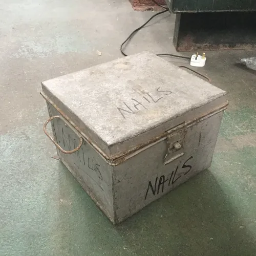 Silver Metal Box with Hinged Lid ‘Nails’