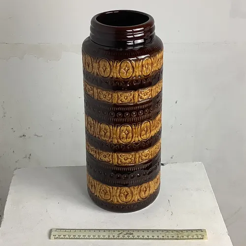 Mid Century West German Vase cream and brown