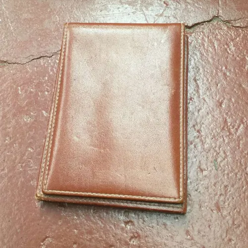 brown leather flip cover notebook