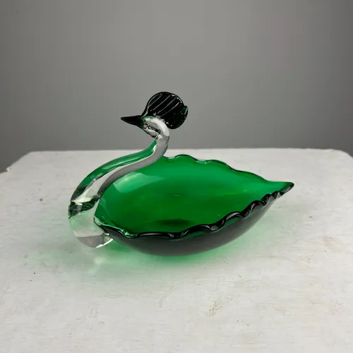 Green Murano Glass Swan