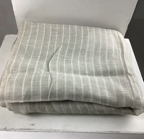 Grey and white striped fabric 