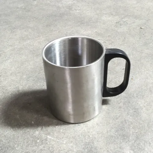Stainless Steel with Black Plastic Handle Camping Mug