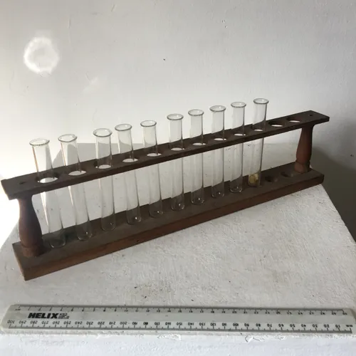 Wooden test tube rack with 10 tubes
