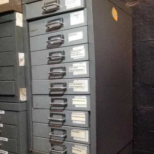 Grey Metal Small 10 Drawer Filing Cabinet Period