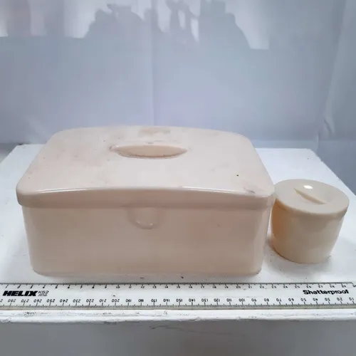 White/cream plastic Tupperware lunch box