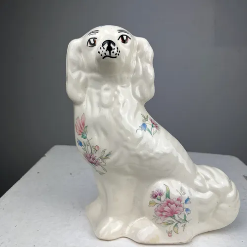 White and Floral Wally Dog Ornament