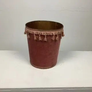 Small Pink Velvet Bin with Tassels