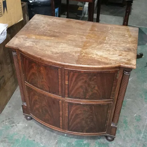 Dark wood curved cupboard unit