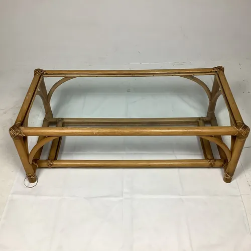 Bamboo coffee table with glass top