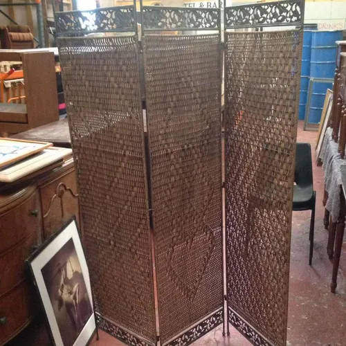 Metal Frame Wicker 3 Panel Room Divider / Partition Screen