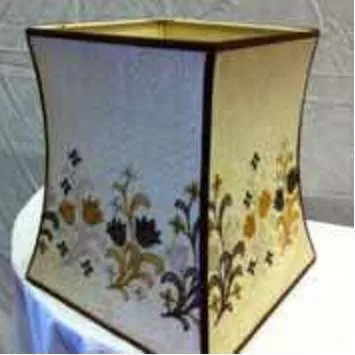 1970s large lampshade beige with floral embellishments