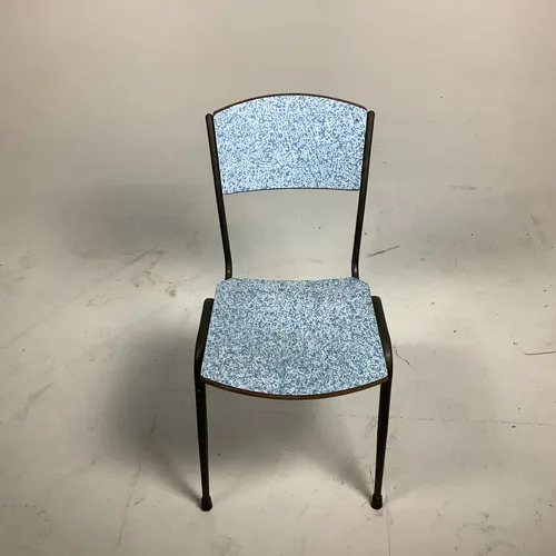 Blue Speckled Formica Chair with Metal Frame