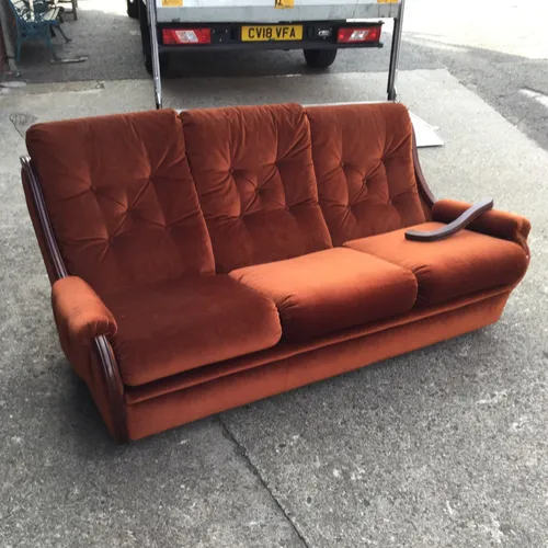 Period Burnt Orange 3 Seater Sofa