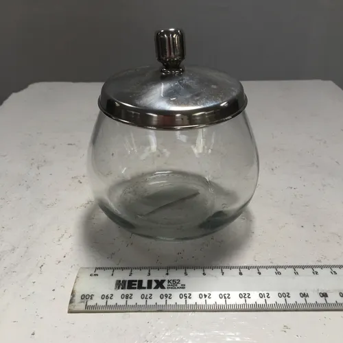 Glass Sugar Pot with Silver Lid