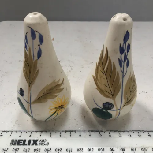 Pear Shaped Floral Painted Salt and Pepper Shakers