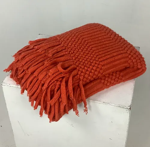 Textured Orange Wool Blanket