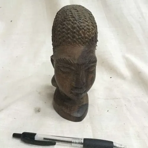 Bust Style African Wood Face Ornament 