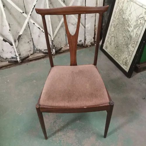 Wood Dining Chair with Brown Fabric Seat