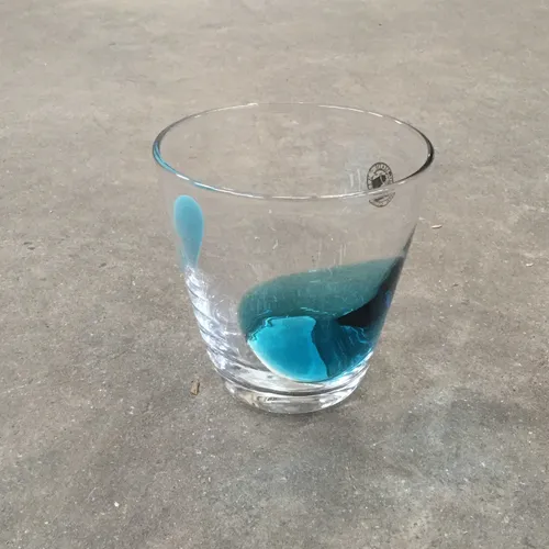 Glass with Blue Design