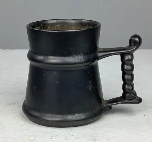 Dark Small Pewter Tankard with Ridged Handle
