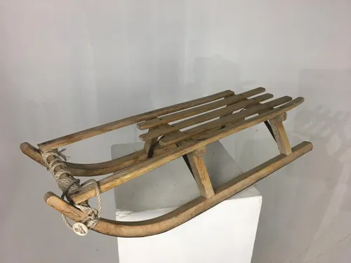 Period Wooden sledge sled sleigh with rope handle