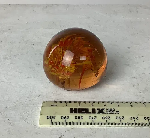Amber and Red Glass Paperweight