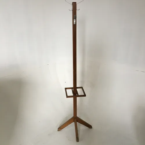 Mid century light wood office coat stand