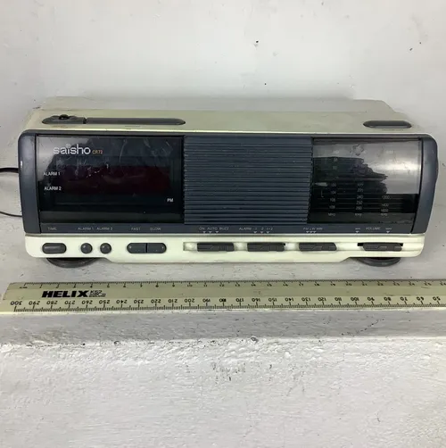 White and  Grey Saisho Alarm Clock / Radio
