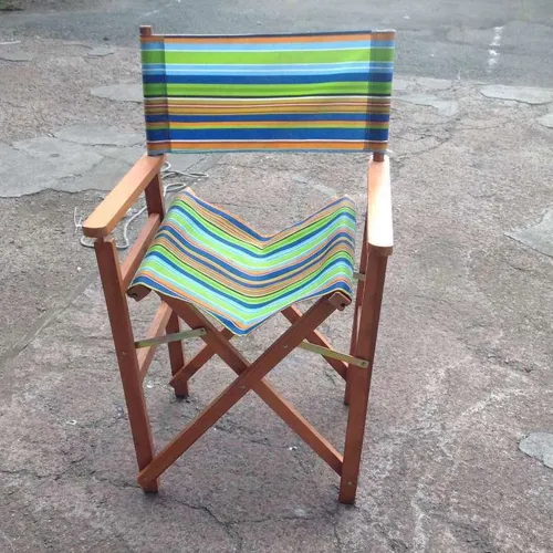 Directors style folding chair with striped fabric