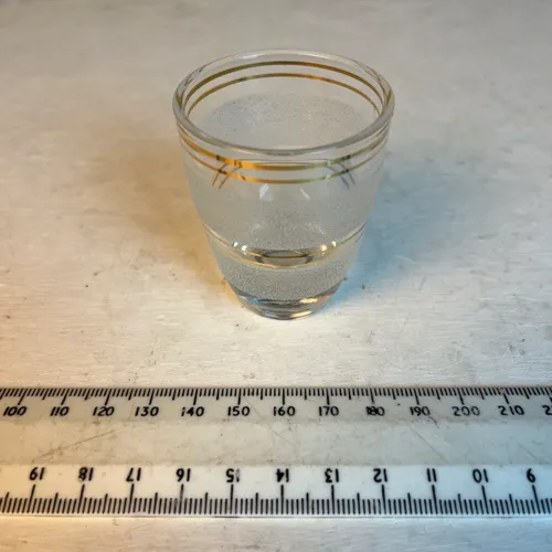 Sugar texture shot glass with gold bands 