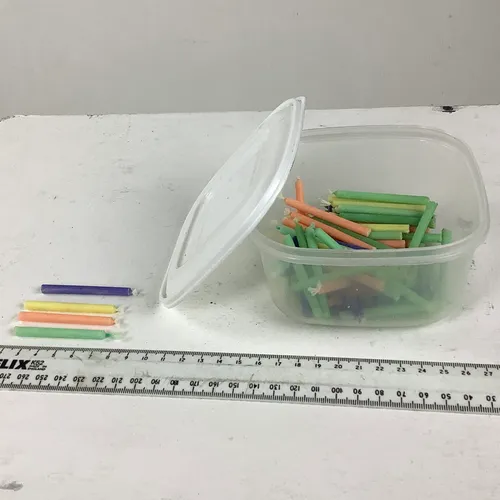 Plastic Tub of Small Colourful Stick Birthday Candles