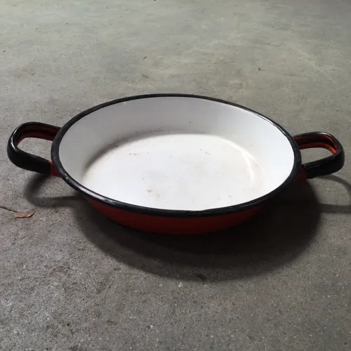 Red and a black with White Inner Two Handle Shallow Pan