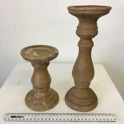 Wood pedestal candle holder for pillar candles