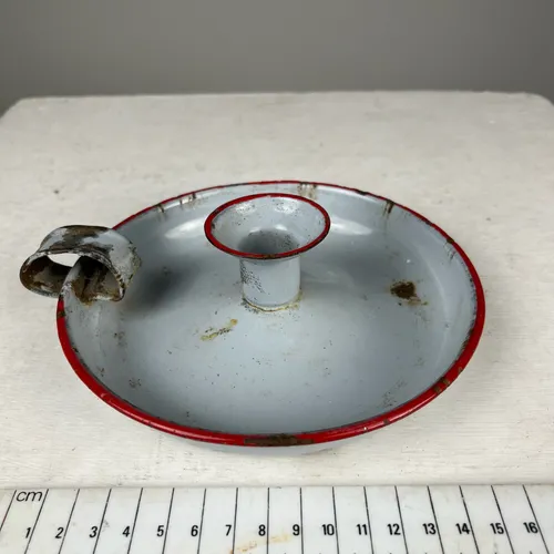 Blue Enamel Chamberstick/Candle Holder