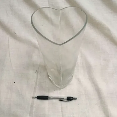 Clear heart shaped glass vase
