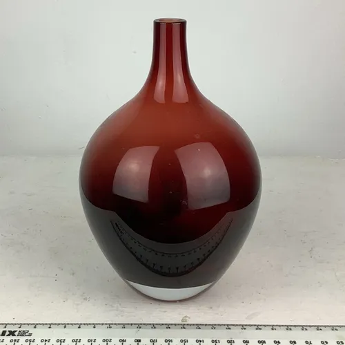 Deep red bulb style glass vase