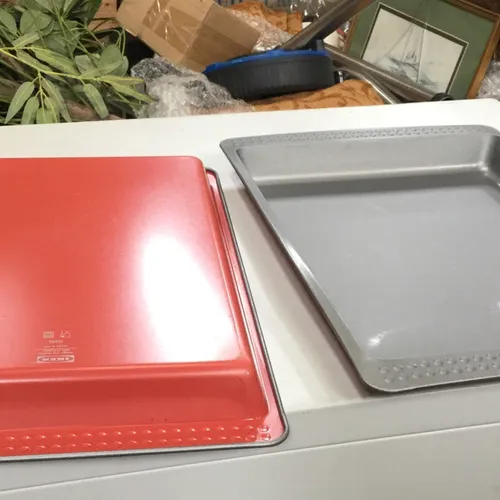 Silver and Red Baking Tray