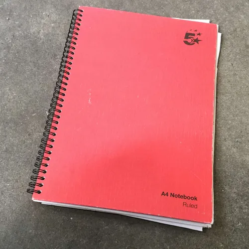 5 Star Red A4 Spiral Bound Notebook