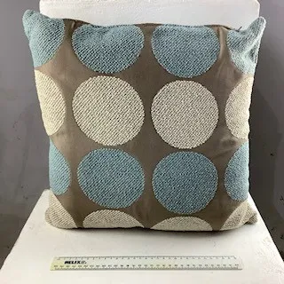 Brown and Blue Circle Patterned Cushion