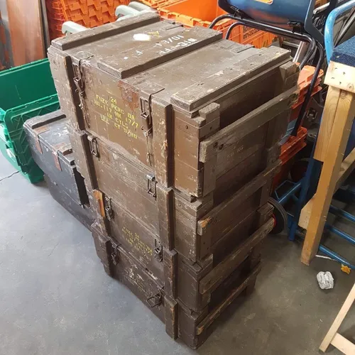 Period Brown Wood Ammunition Box with Wood Handles