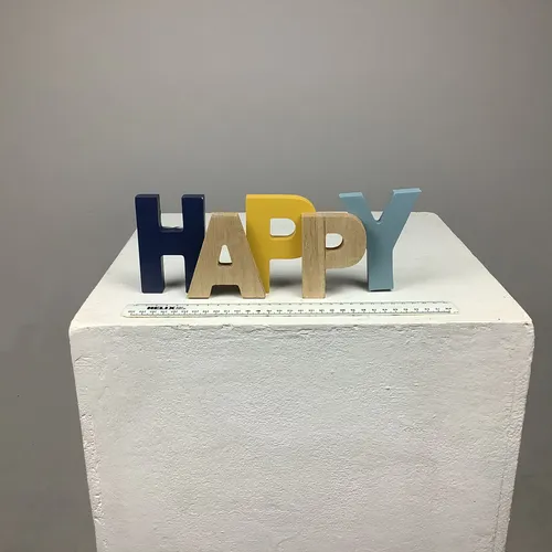 Wood “Happy” Ornament Sign
